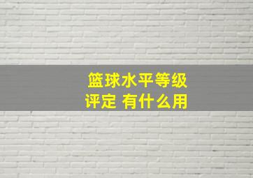 篮球水平等级评定 有什么用